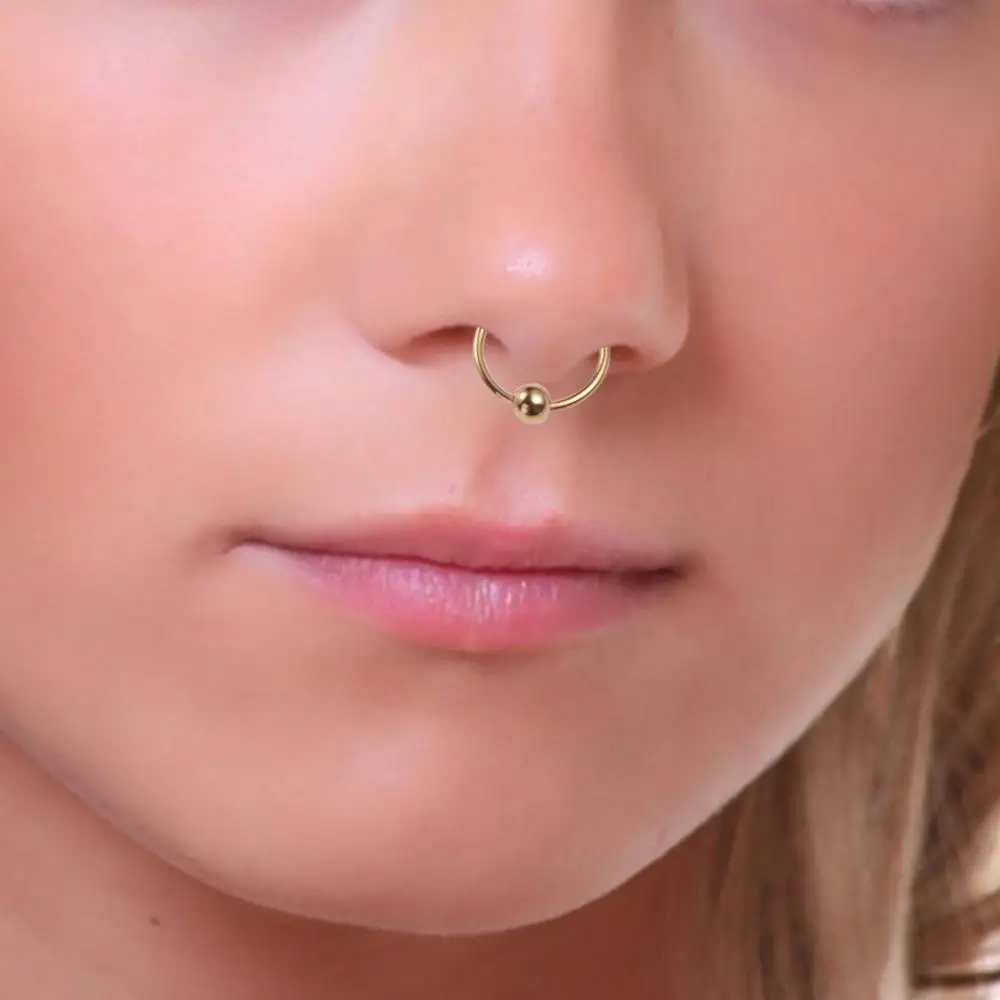Goth Metall Fake Nose Septum Ringe Perle Non Piercing Mehrfarbiger Körper Non Piercing Schmuck Damen