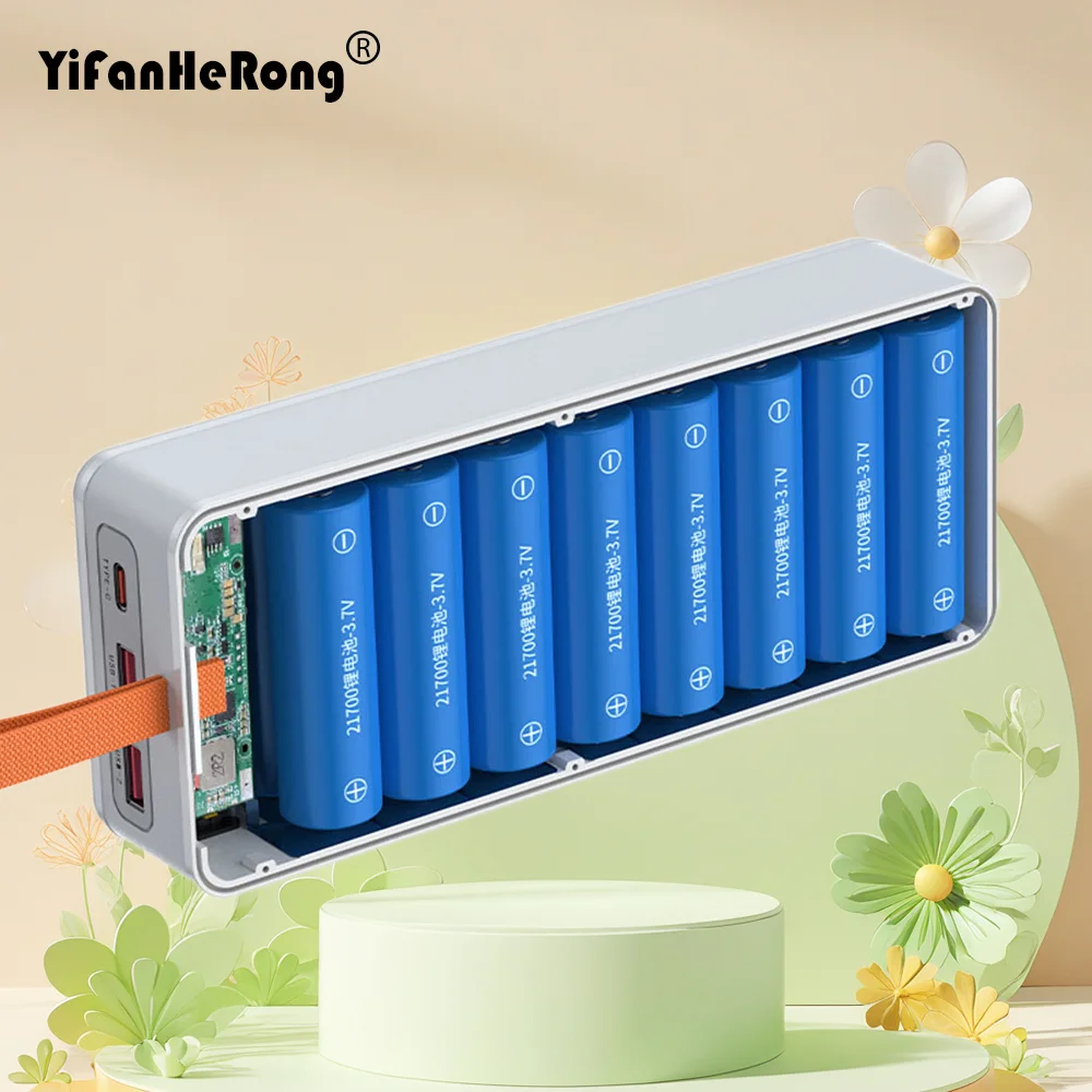 Kit de Carcasa para Batería Externa DIY K16 21700, Carga Rápida QC3.0/QC2.0 AFC/FCP/SCP 22.5W+15W, Carga Inalámbrica Tipo-C para Teléfonos Móviles