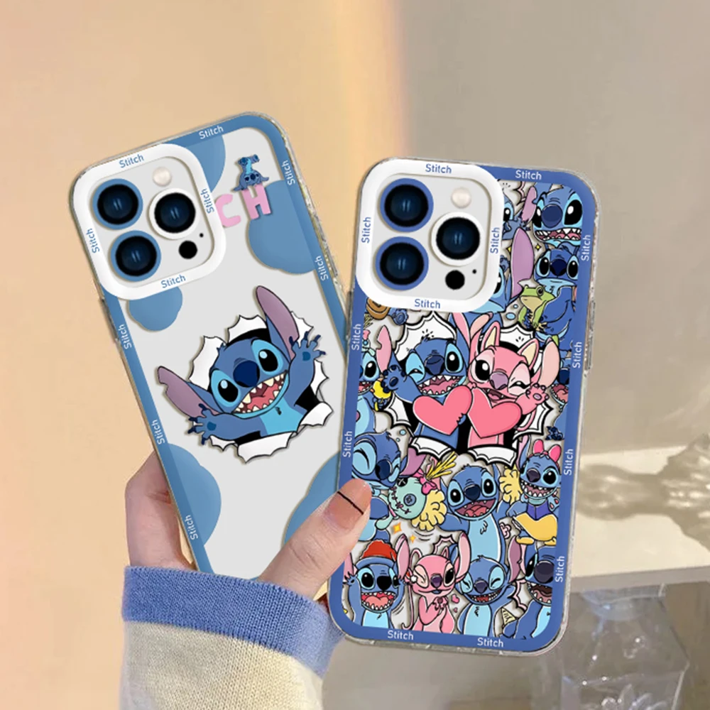 Cute Cartoon Disneies Stitch Phone Case for Samsung A71 A53 A50 A52 A52S A72 A71 A22 A20 A30 4G 5G Clear Couple Back Cover Funda