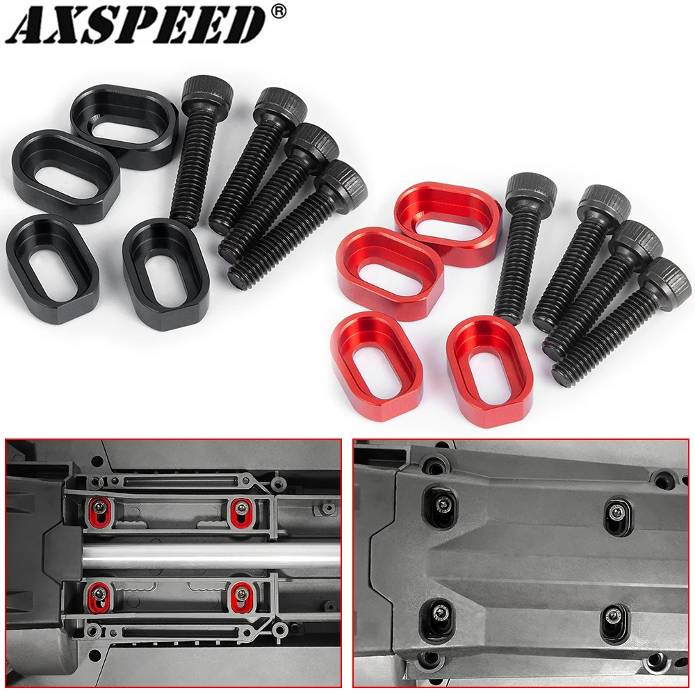 Axspeed 4 pçs liga de alumínio área principal chassi almofada parafuso assento do motor junta reforçada para 1/5 X-MAXX xmaxx rc buggy caminhão peças