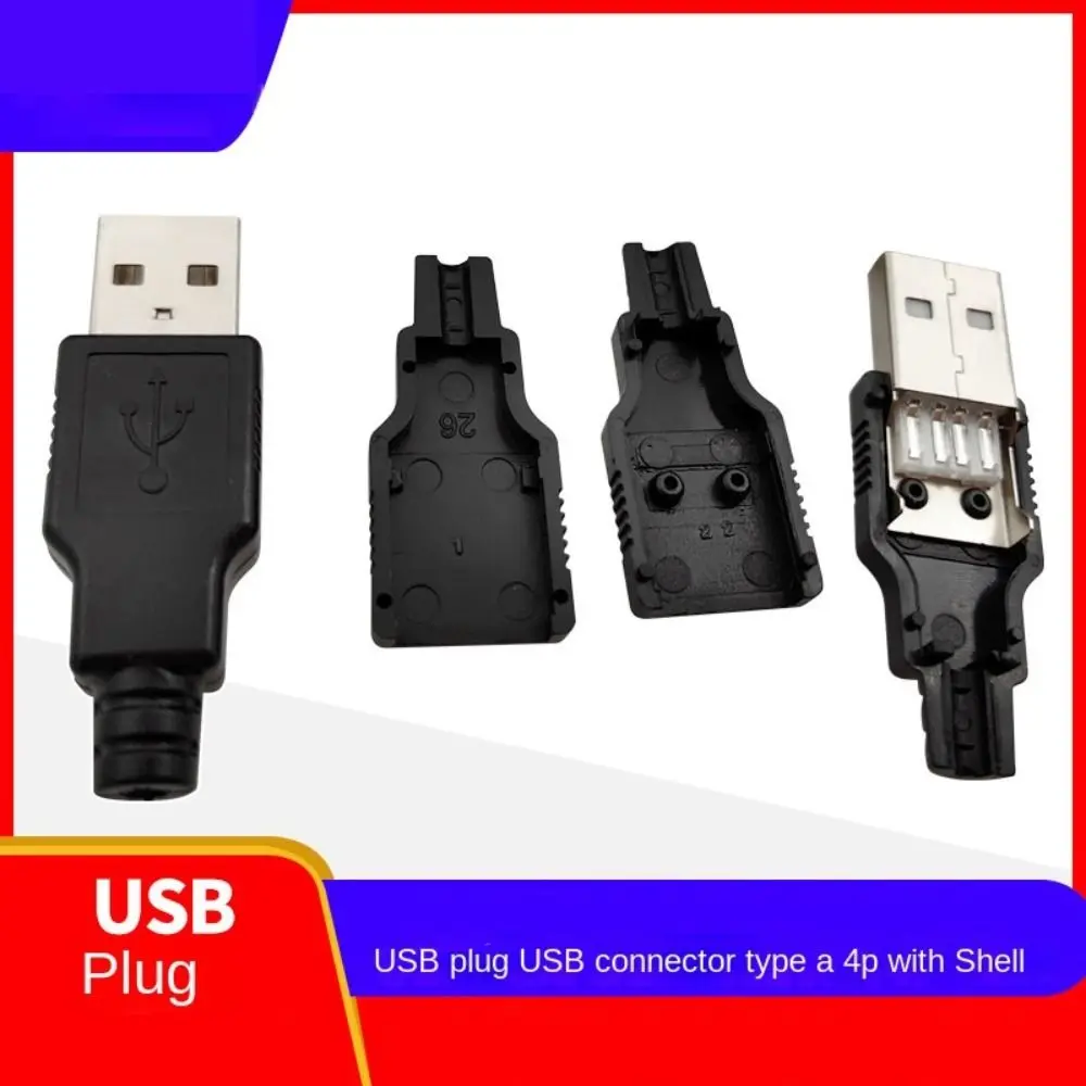 

USB-разъем черный Тип A USB-разъем типа A с корпусом Мужской USB-разъем DIY Разъем Пластиковый разъем с крышкой
