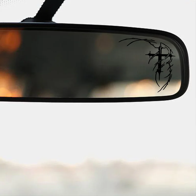 Self-Adhesive (Black/White) for cars and devices to create personalized Gothic Thorn Cross Car Decal Decorative Sticker