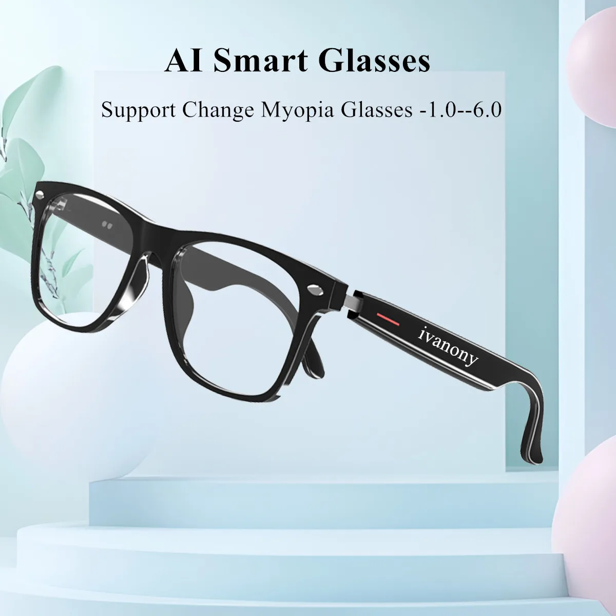 

Smart Glasses Custom Prescriptions Lenses Noise Cancel Navigation Translate Language Bluetooth Call Smart Myopia Glasses for Man