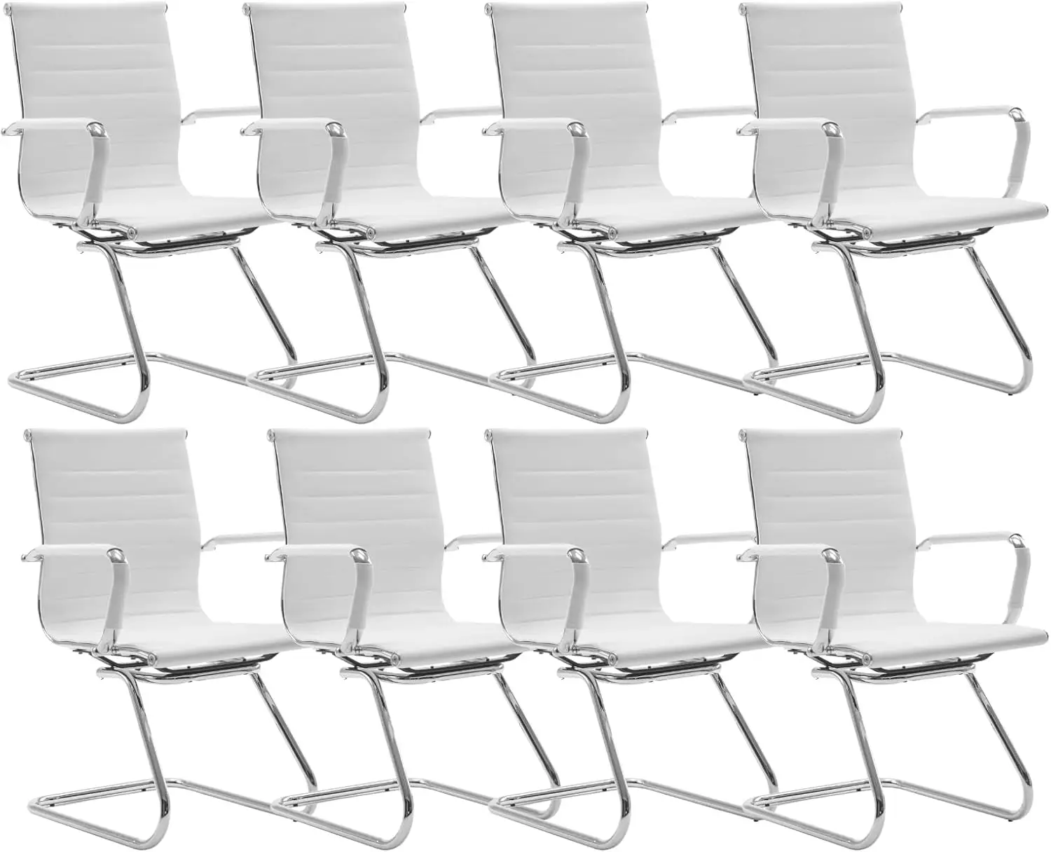 

Waiting Room Chairs Leather Office Guest Chair Mid Back Reception Chairs with Sled Base for Meeting/Patient/Conference Ro