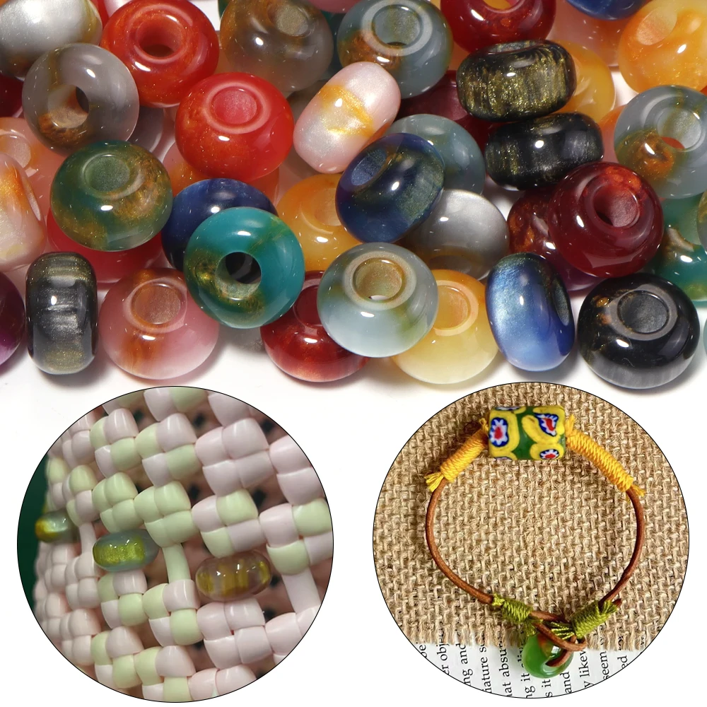 10/30 Stück 8x14mm Bunte Glitzernde Harzperlen Charms Großloch-Abakus-Abstandsperlen DIY Schlüsselanhänger Armband Halskette Schmuckherstellung – Detail 2