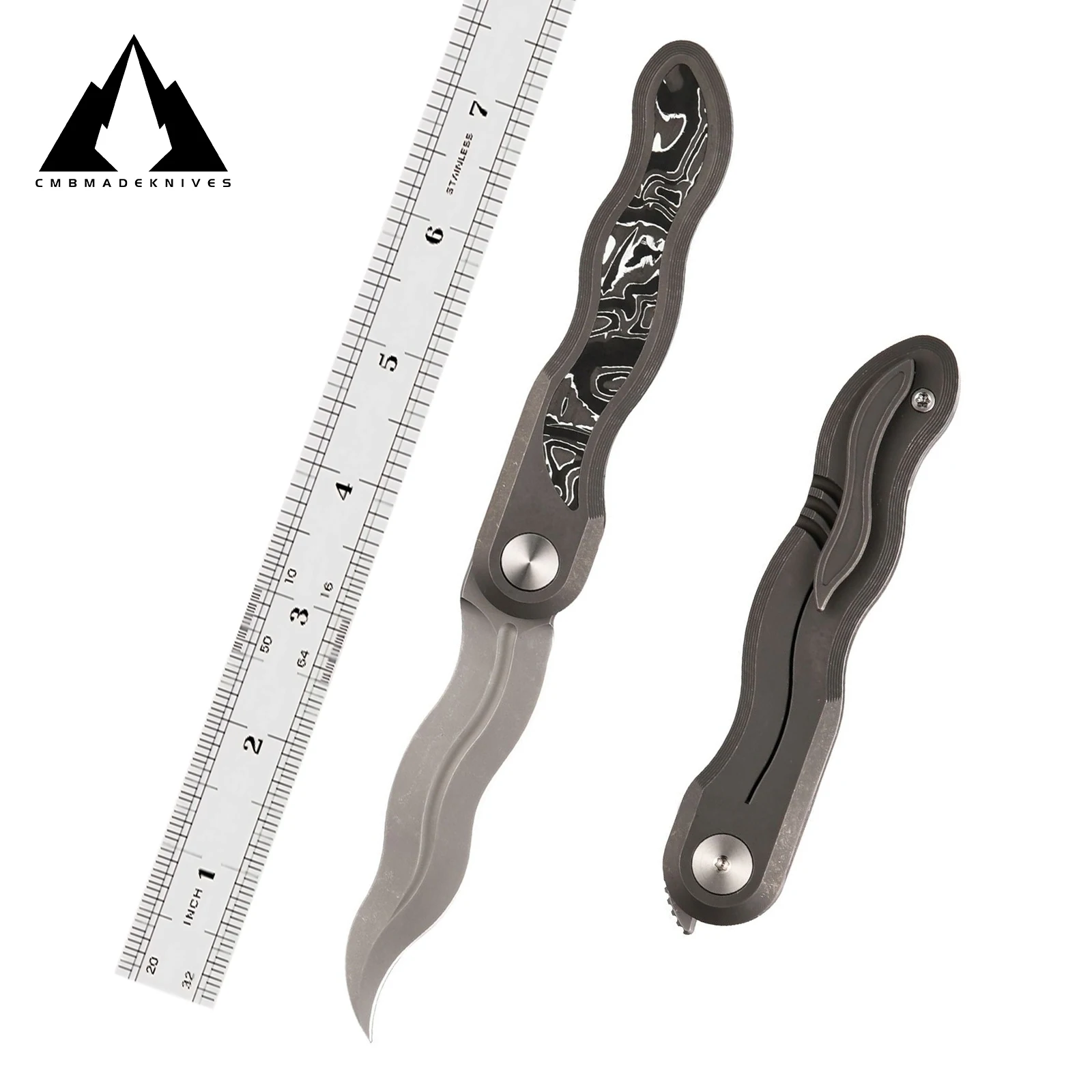 CMBMADEKNIVES Kawanonagare Titanium Handle S35VN Steel Blade Pocket Folding Tactical Survival Camping Outdoors Knife EDC CMB-13