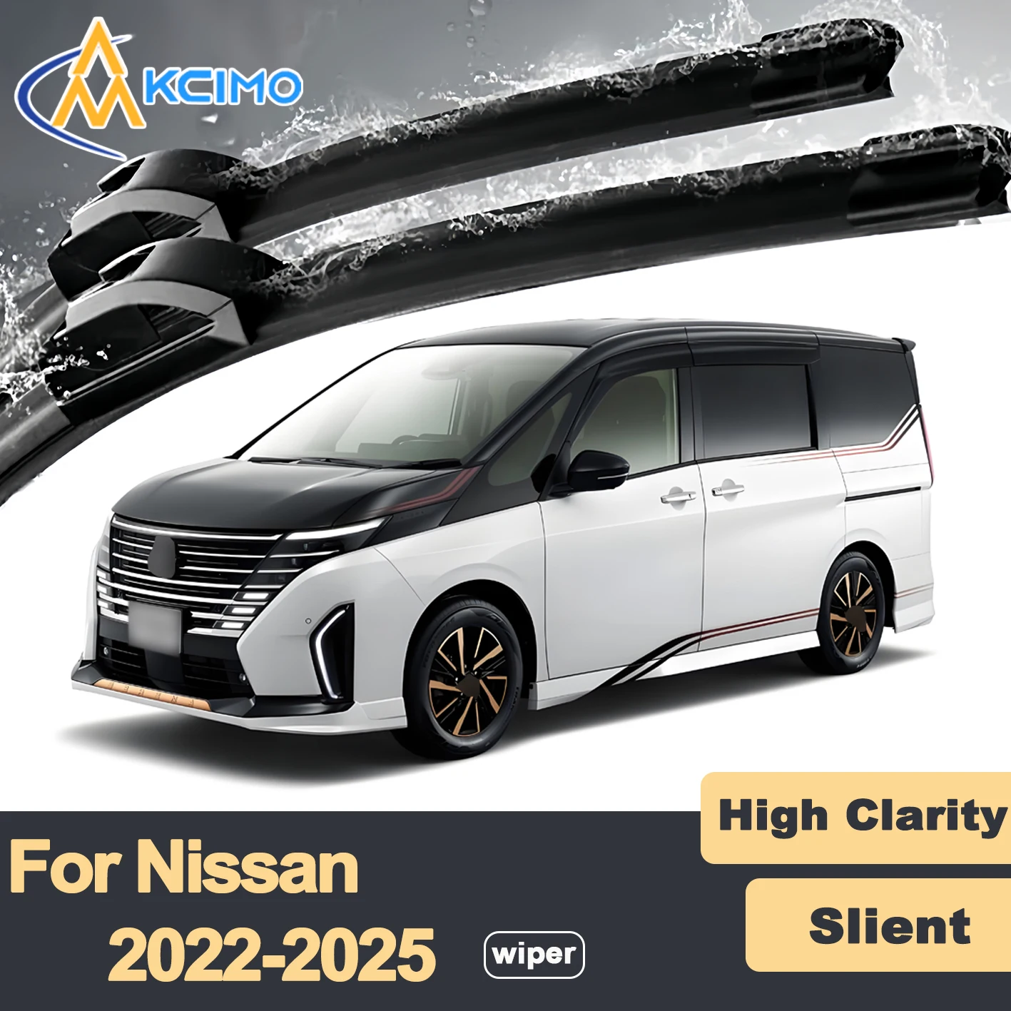 

Premium Rubber Durable Silent Windshield Wiper Blades 2pcs for Nissan Serena C28 2022-2025 Front Wiper Blades Set