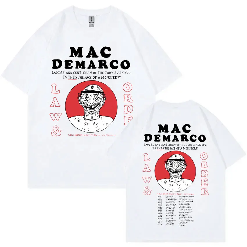 Singer Mac Demarco Law & Order Double Sided Print T-shirt Men Women Fashion Vintage Oversized Tshirt Men's Casual Cotton T Shirt