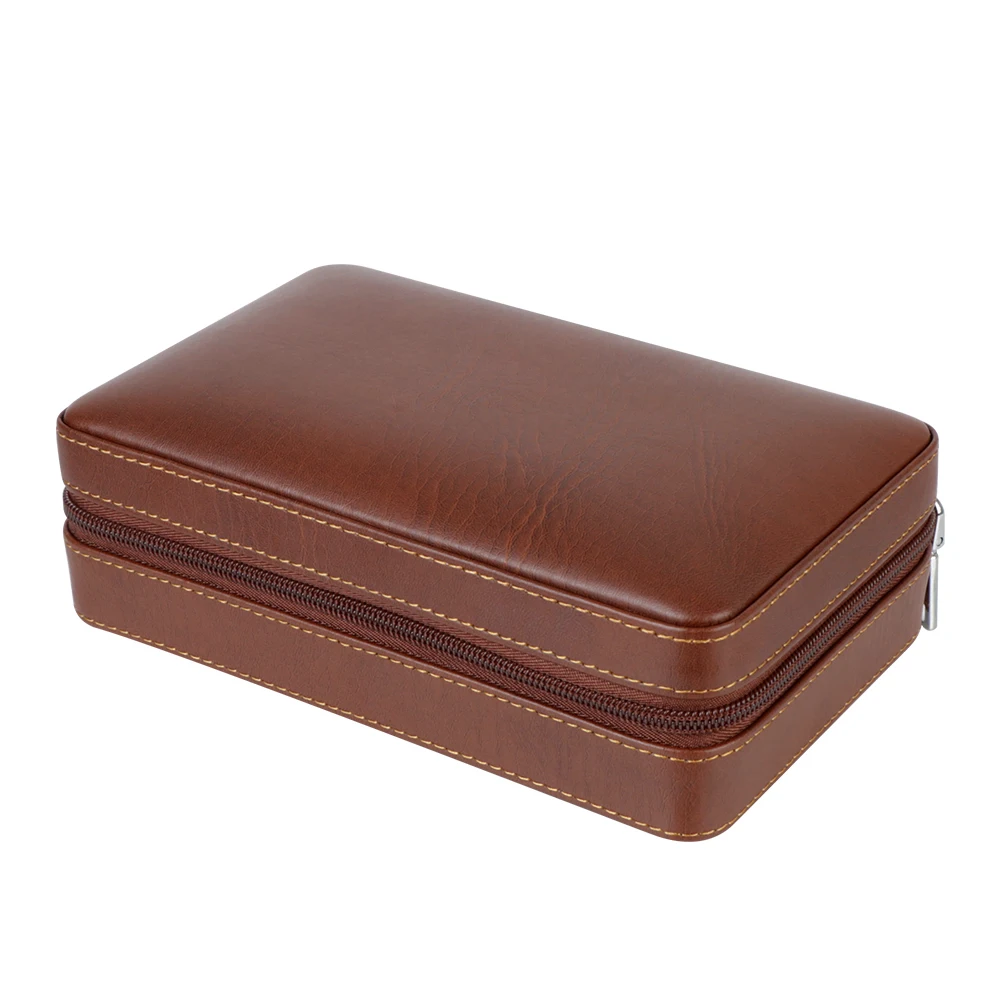 Cedar Wood Cigar Humidor Box PU Leather Cigar Case Storage Humidifier Smoking Accessories 4 Cigars Box Humidor