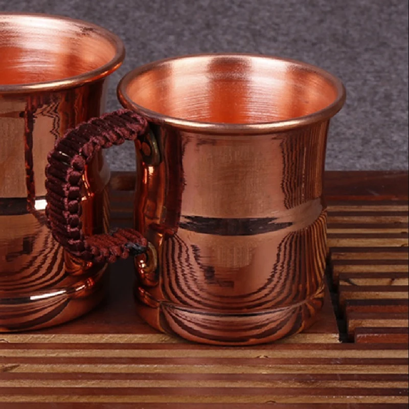 Handcrafted Beer Milk Mug Weave Handle Thickened Moscow Water Mule 400ML Breakfast Cup As Shown Pure Copper 1 Piece