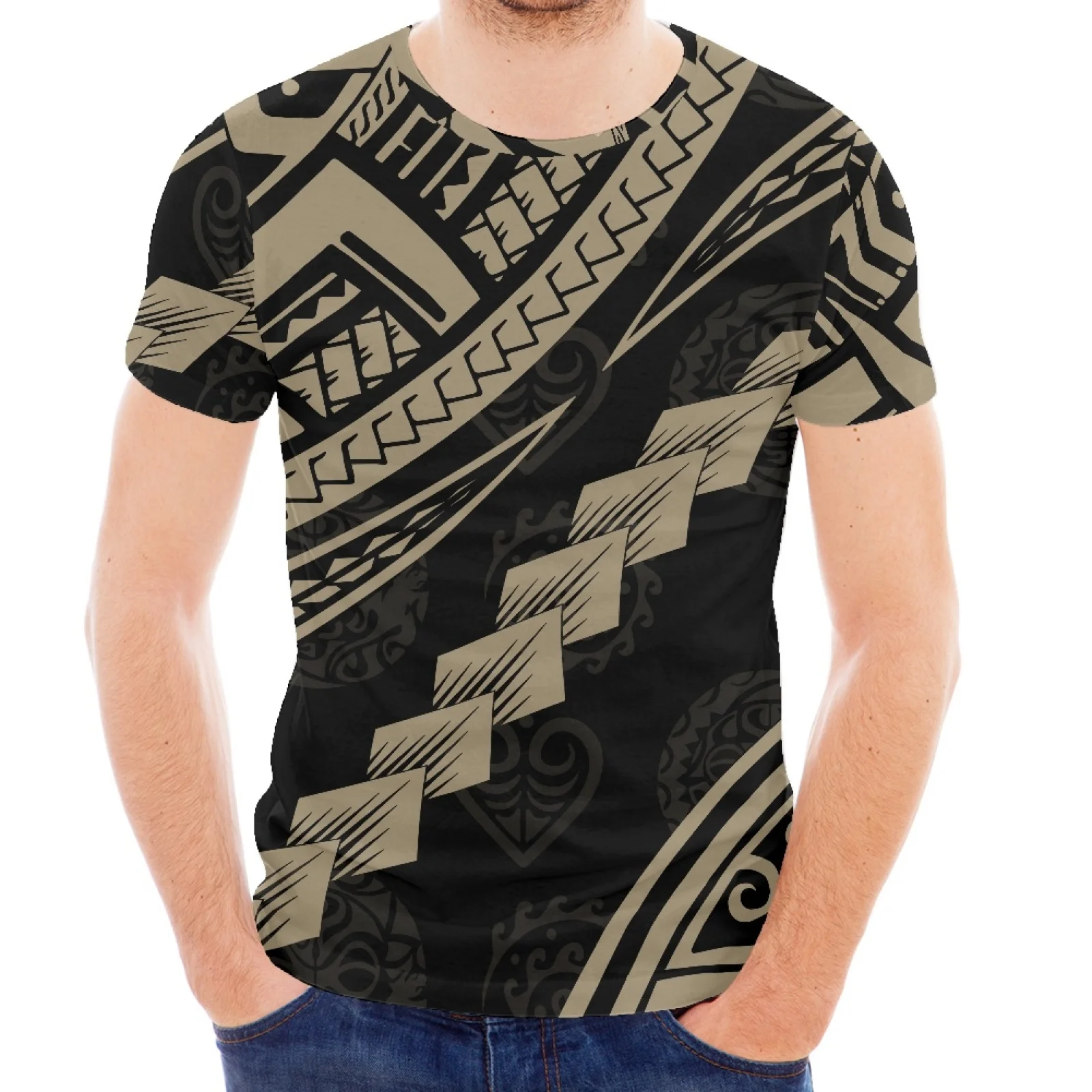 

New Polynesian Tribe Designs Print Hawaiian Style Summer Sport Slim Fit Shirt Luxury Men's Short Sleeve T-Shirt Short Sleeve