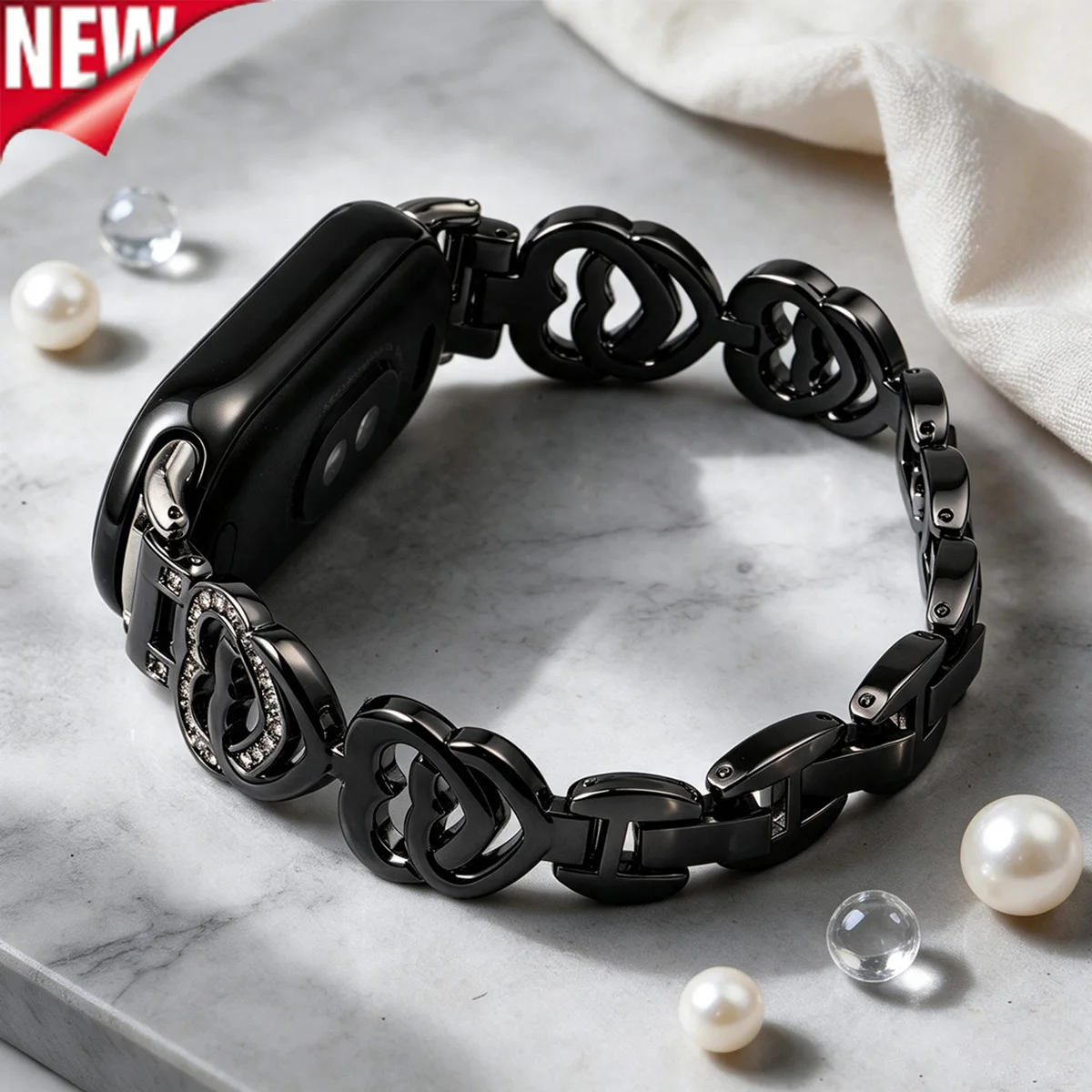Fashionable Metal Strap for Xiaomi 10 9 8 Wristband Women Bling Bracelet Slim Watchband for Mi Band 10/9/8 NFC Adjustable Strap