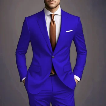 2026 New Luxury Elegant Men's Suits 2 Piece Set Fashion Korean Casual Slim Fit Social Groom Wedding Tuxedo 4