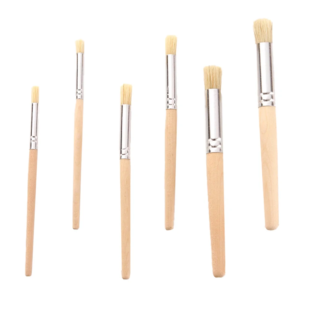 ชุดแปรงทาสีน้ำมัน 6 ชิ้น ด้ามจับตามหลักสรีรศาสตร์ สำหรับสีน้ำ สีอะคริลิก งานศิลปะบนผนัง งานโฆษณา อุปกรณ์ศิลปะ แปรงทาสีน้ำมัน ขนแปรง