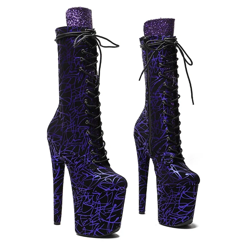 Leecabe 20CM/8Inch PU upper Women\'s Platform disco party High Heels Shoes Pole Dance boot