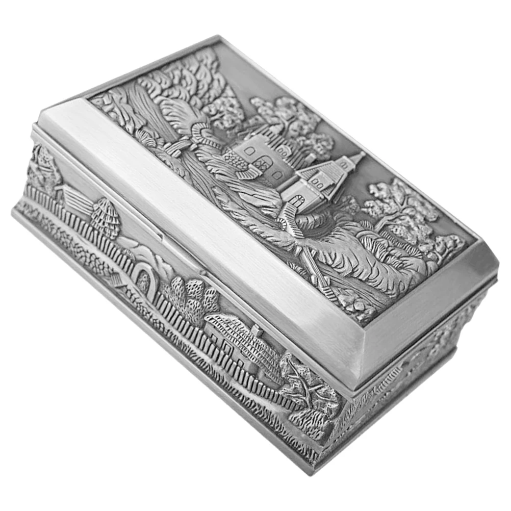 

Castle Jewelry Box Vintage Trinket Boxes High Quality Alloy Ring Holder Desktop Decor Organizer Storage Container Metal Keepsake
