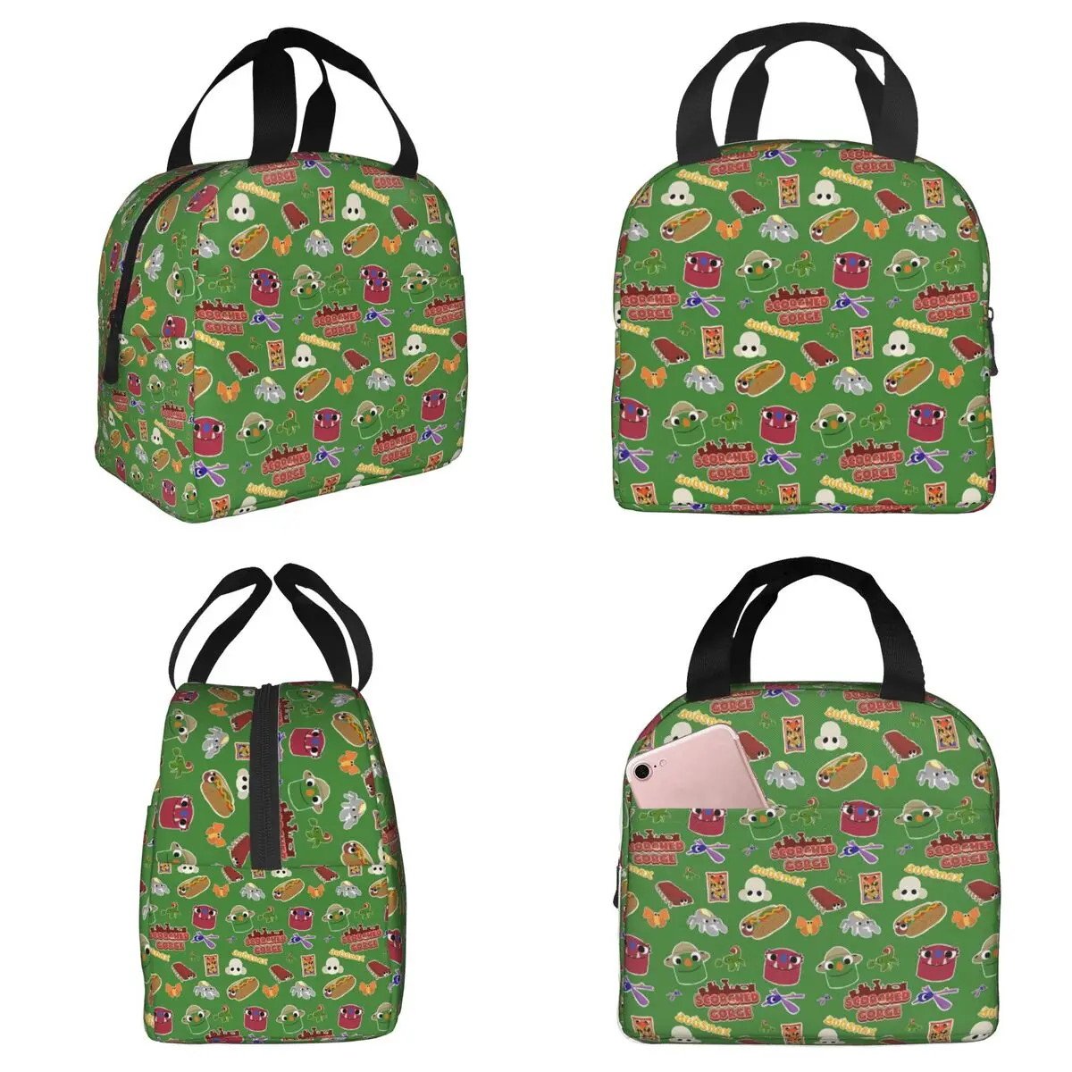 bugsnax-fan-art-scorched-gorge-bookbag-bolsa-termica-para-lancheira-escolar-infantil-caixa-termica-portatil-para-alimentos