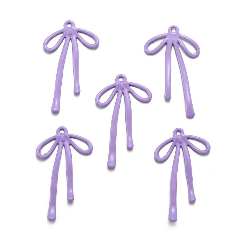 5 stks Kleine Hoge kwaliteit Spray verf Boog Charme Vrouw Oorbel Ketting Lichtmetalen Bedels voor Sieraden Maken 32*19mm W310