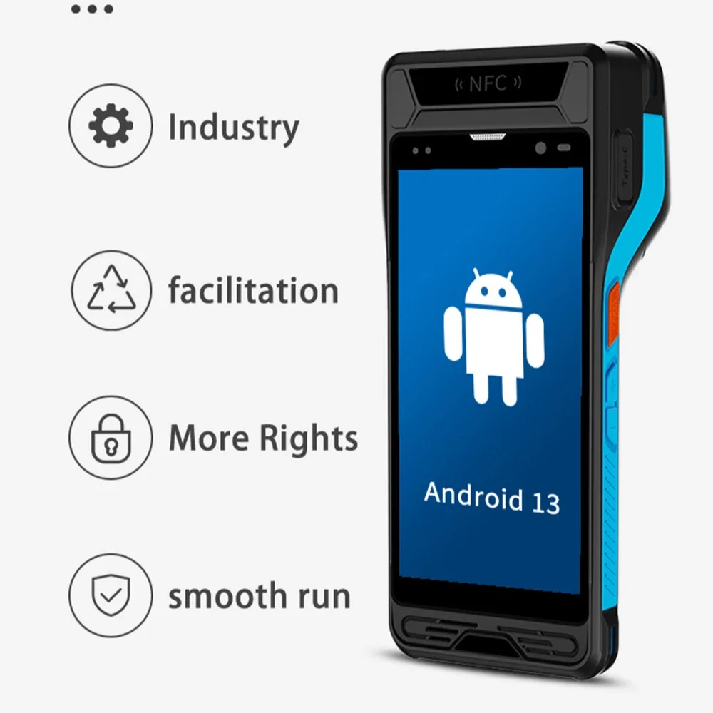 2025 Portable Thermal Sticker Printer Handheld Android 13.0 Barcode Scanner 5.5 inch POS Terminal Mobile PDA 4G LTE Bluetooth