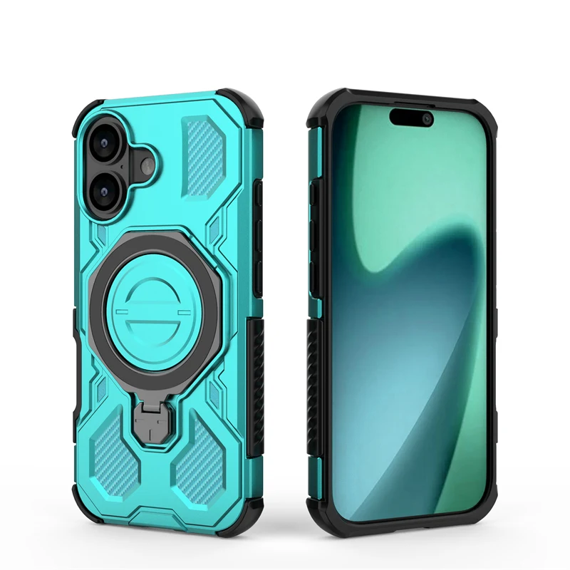 Metal Stand Phone Case For Apple iPhone 17 Case Iron Magnetic Sheet For iPhone 17 Bracket чехол Funda Back Cover For iPhone 17