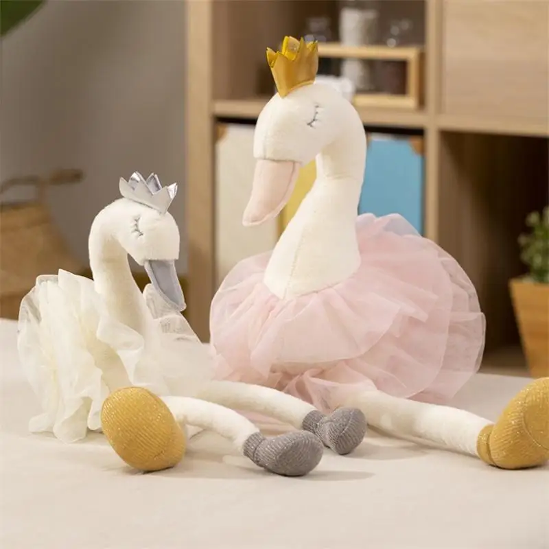 Sweet Cartoon Swan Plush Doll for Home Decoration; Lovely Stuffed Animal Princess Swan Toy