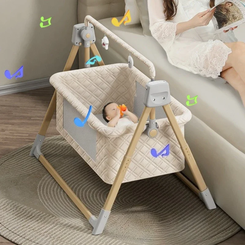 2025 Nieuwe Elektrische Babywieg met Muskietennet Draagbare Babywieg voor Thuis Multifunctionele Babywieg Opvouwbaar