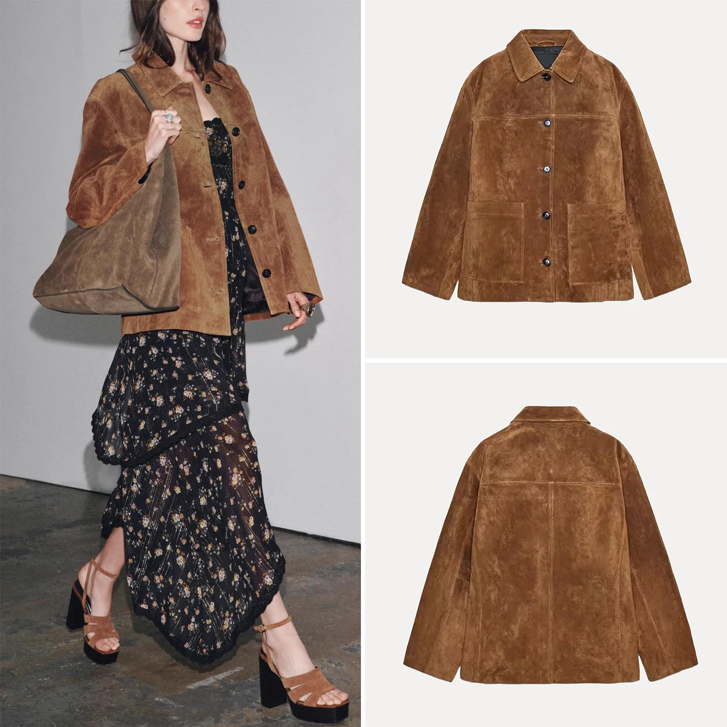 Z Damen Faion Personali Leder-Jacet-Mantel Anti-Fur 2025, neuer Sle Commute Sle Loose Fit Long Sve Collar