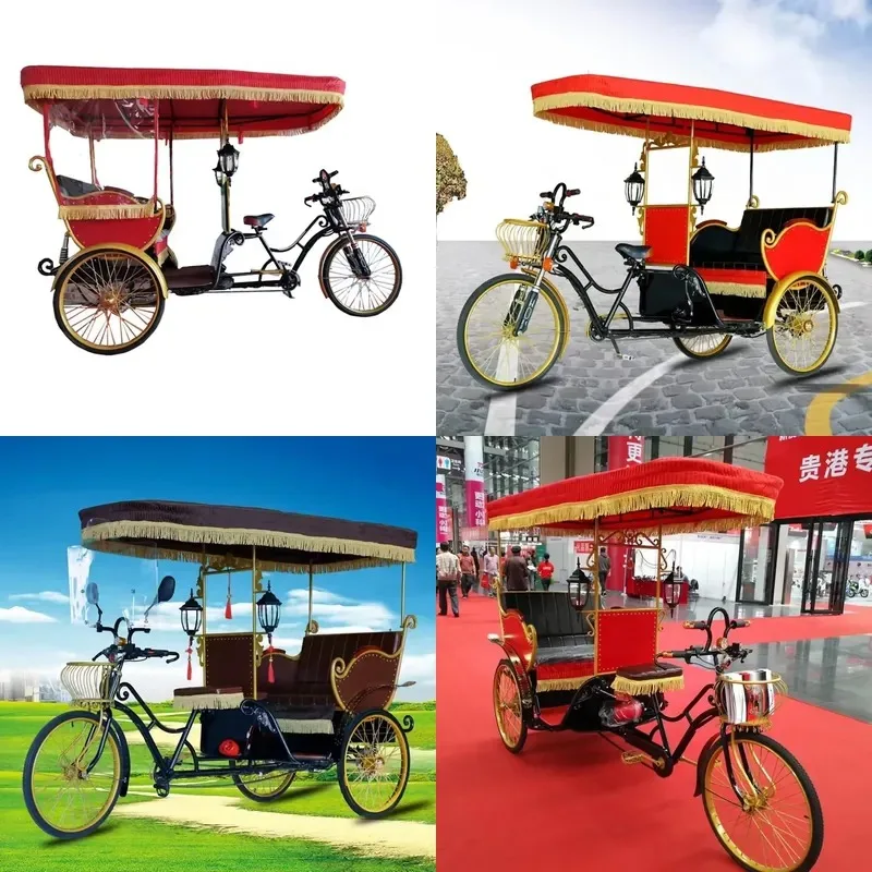 Hot-selling imported four-wheel electric bicycle 2 seats 4 seats double sightseeing bicycle for sale