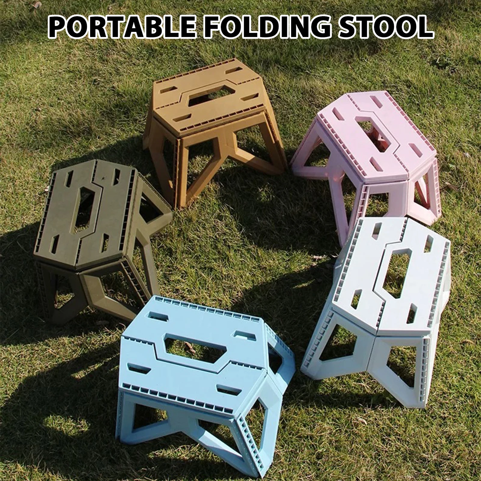 Portable Folding Stool Heavy Duty Multipurpose Outdoor Stool for Fishing Camping Saving Space for Children Adults Square Stool