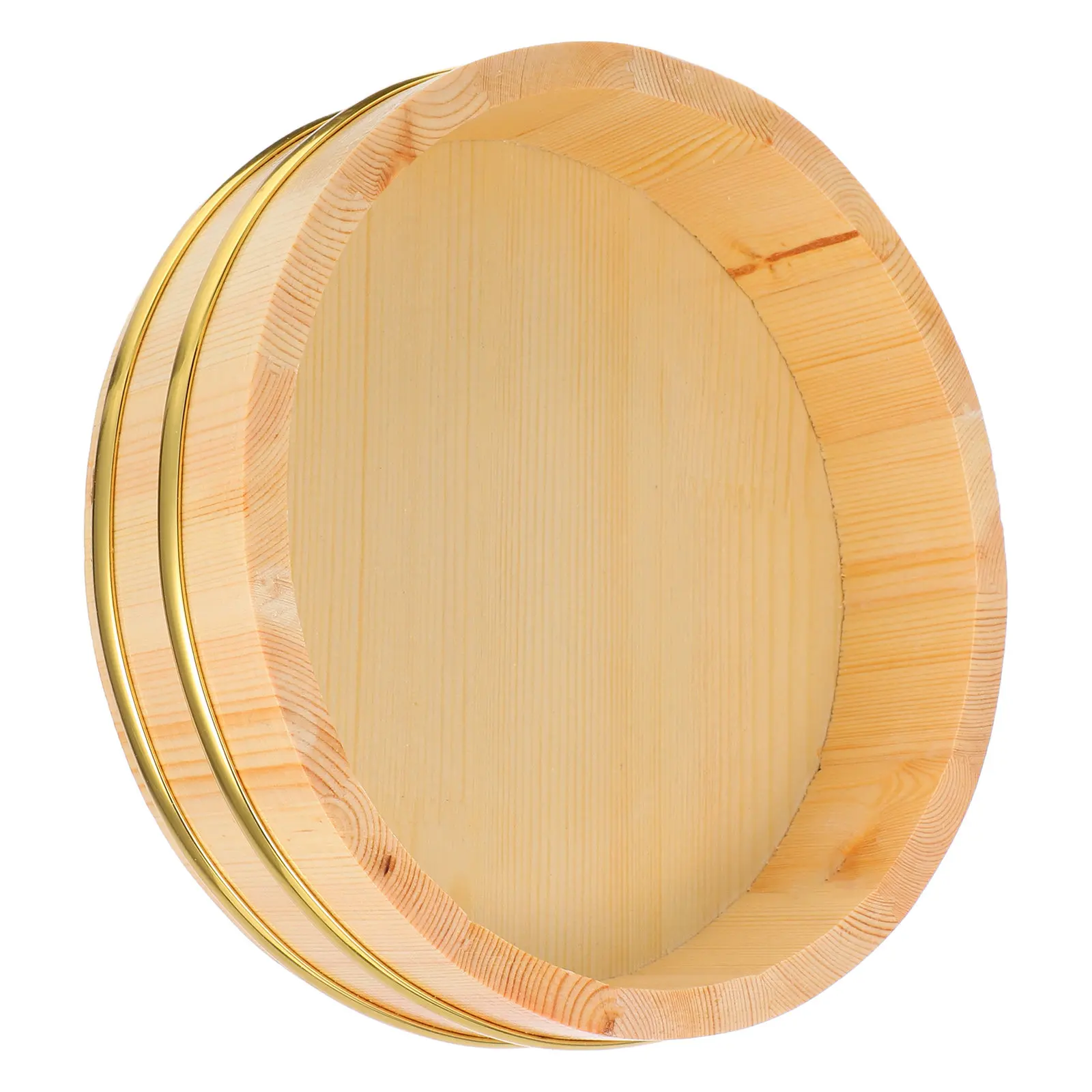 Sturdy Natural Wood Sushi Bucket Large Capacity Food Serving Container for Rice Seasoning Mixing Sushi Serving Japanese Style