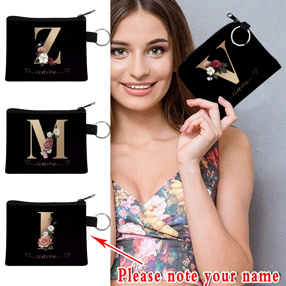 

Customize Any Name Women Short Wallet Fashion Letter Small Key Case Ladies Card Bag Coin Purse Female Zipper Mini Clutch Bag