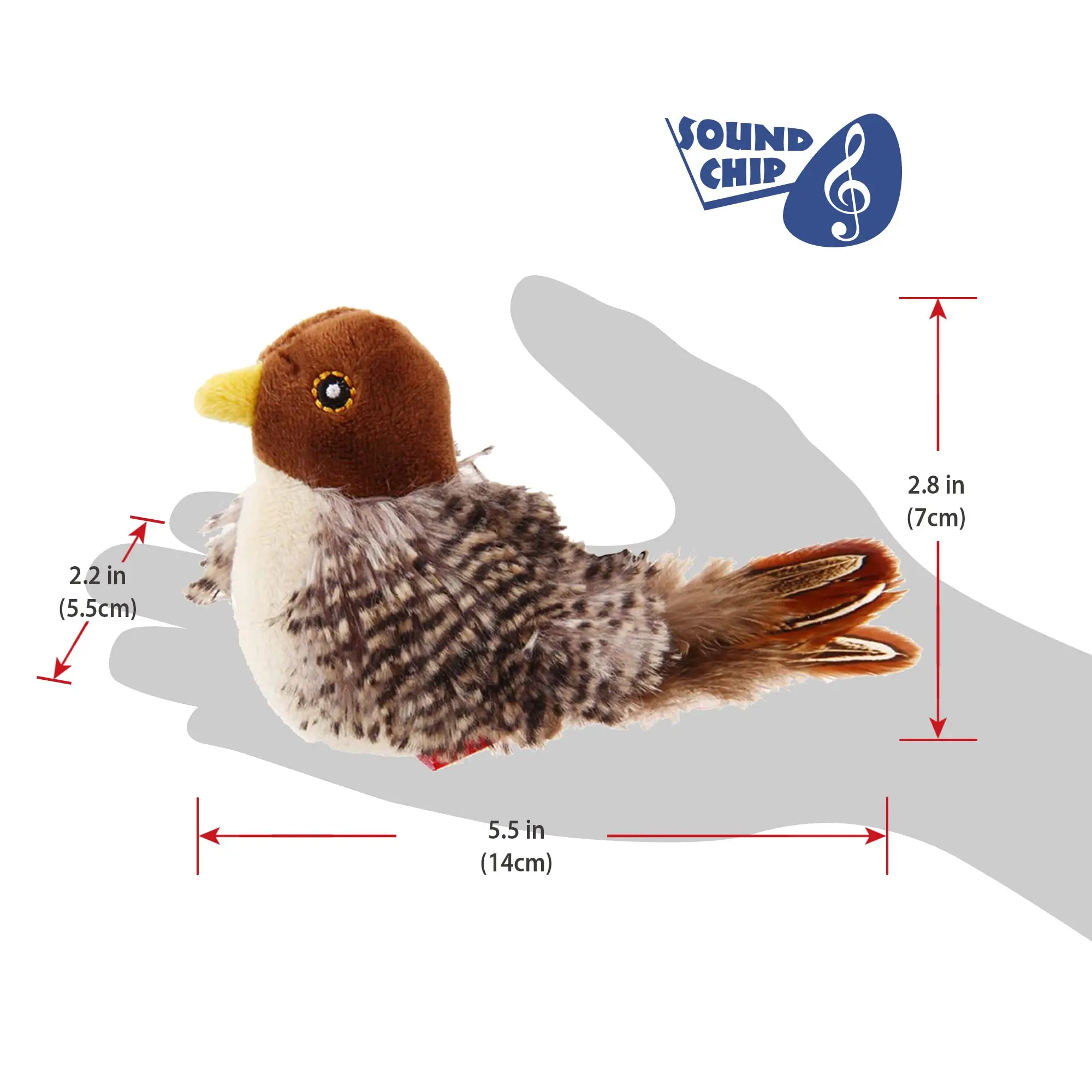 GiGwi Sound Bird Toy Cat Feather Toys Cat Feather Toys Interactive Cat Toy With Sounds Sound Toys Brown Bird, Hedgehog, Mouse image 2