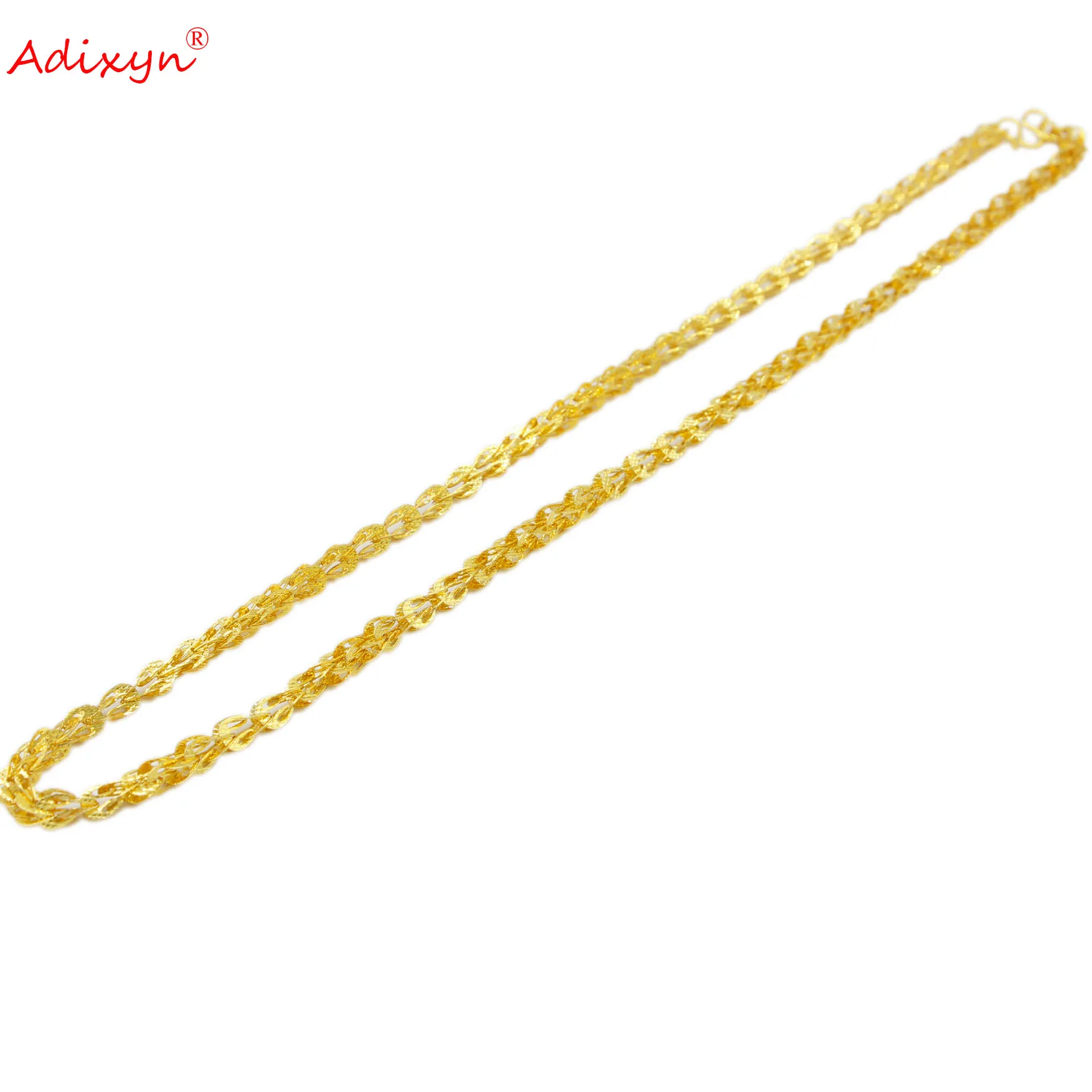 Adixyn Wholesale African 50CM Chain Necklaces Ethiopian Gold Color Copper Jewelry Arab Middle East Gifts N03154