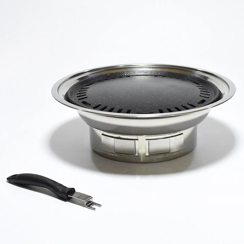 موقد شواء كوري محمول من الفولاذ المقاوم للصدأ غير لاصق شواية فحم للأماكن الخارجية