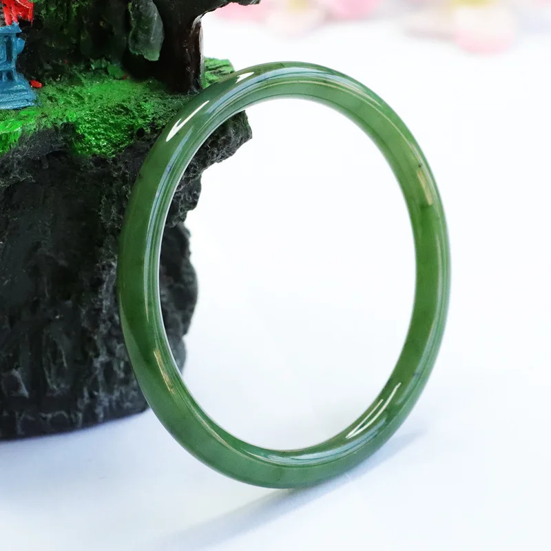 

Natural Hetian Bracelet, Green Jade, Russian Material, Fashionable and Versatile