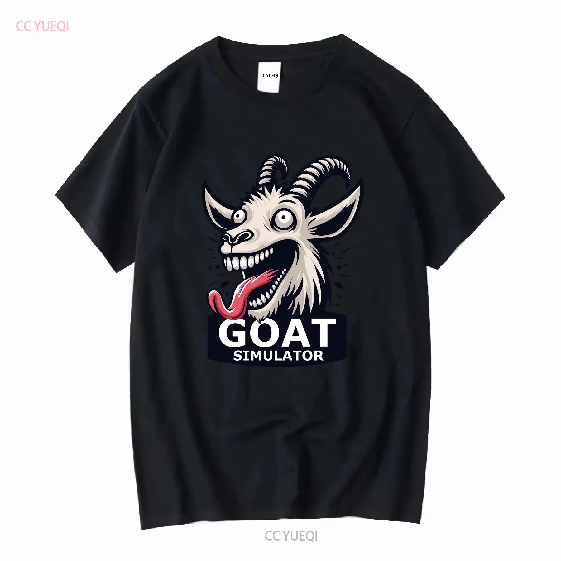تي شيرت محاكاة الماعز الصراخ بأكمام طويلة أو قصيرة عتيقة مغسولة قابلة للتنفس أوم جرافيك أنيق للارتداء اليومي