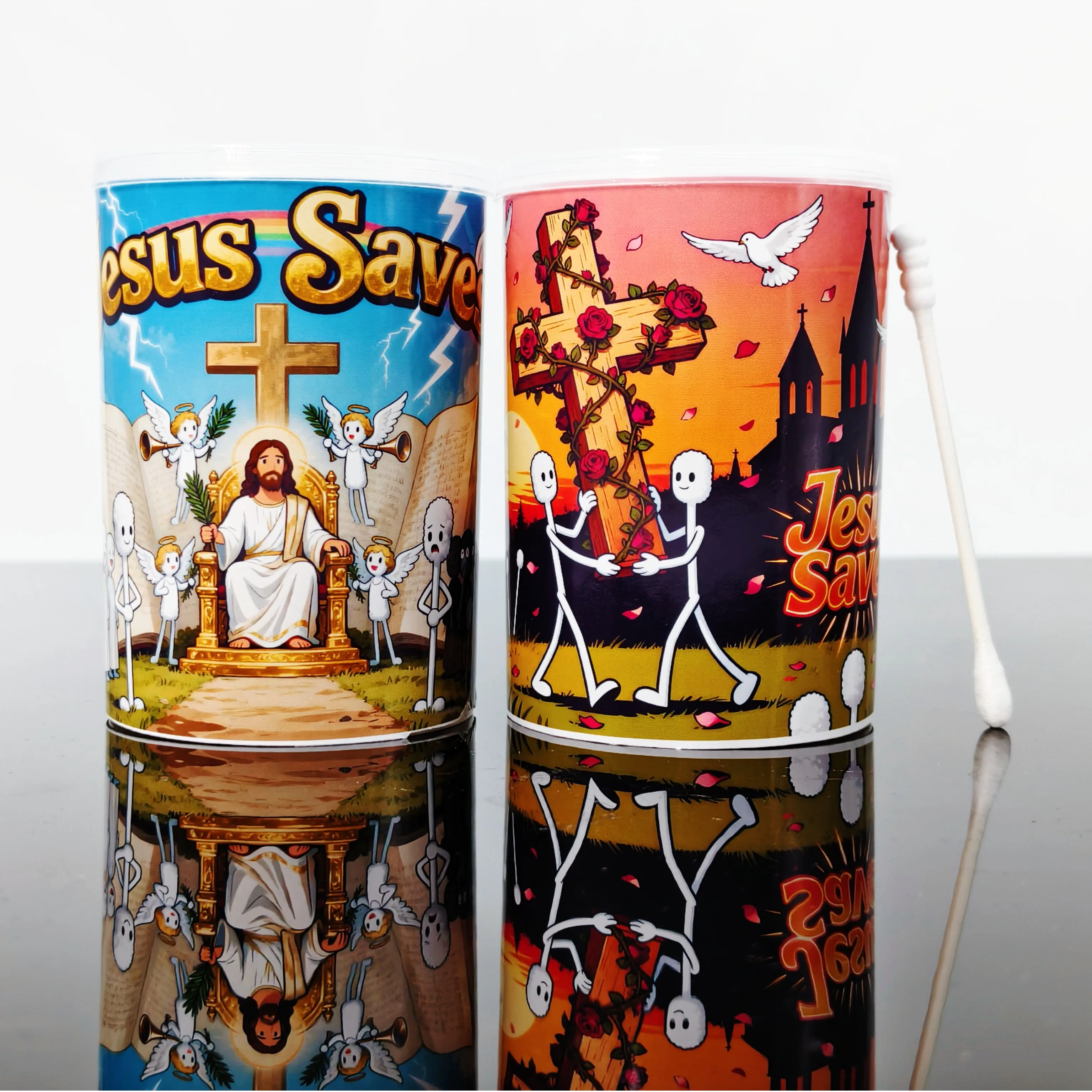 200 шт./400 шт. ватный тампон на тему Иисуса, спиральный круглый толстый тампон, ватный тампон, ватный тампон в религиозной вере