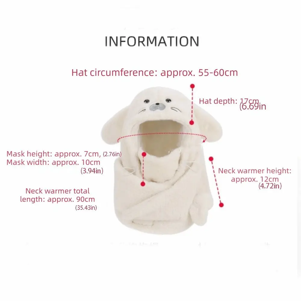 Niedlicher Fleece-Schal mit Kapuze, 3-in-1-Design, niedliche Maske, Pullover-Mütze, warme, weiche Mütze mit Ohrenschutz, Streetwear – Detail 1