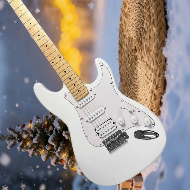 

White STS Maple Neck Fortune Paulownia Wood Body 22 Tone Electric Guitar New Year Gift