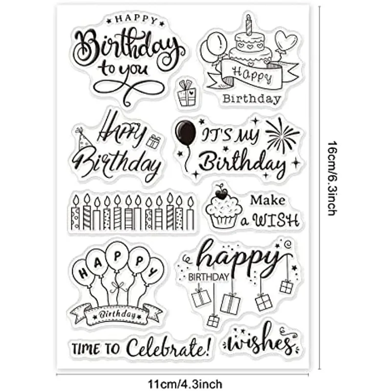 Birthday Themed Silicone Clear Stamps Transparent Stamps for Festival Birthday Valentine\'s Day Cards Making DIY Scrapbooking