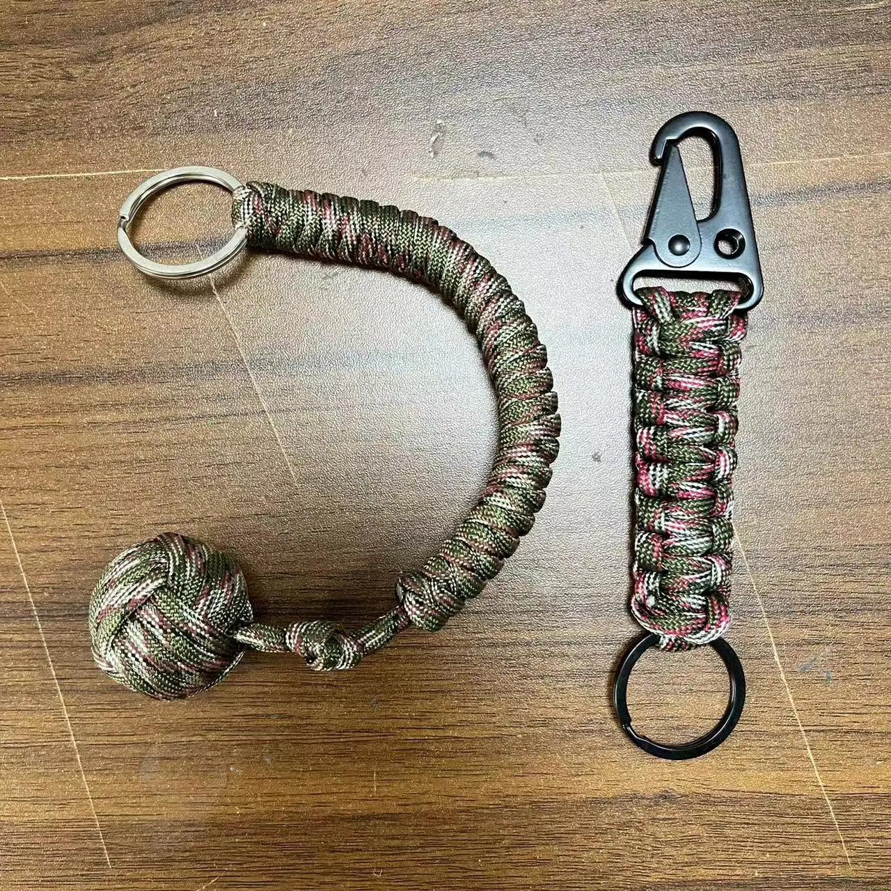 Outdoor zelfverdediging paraplu touw, Monkey Fist stalen kogel, Paracord Survival sleutelhanger, Outdoor veiligheidsbescherming accessoires