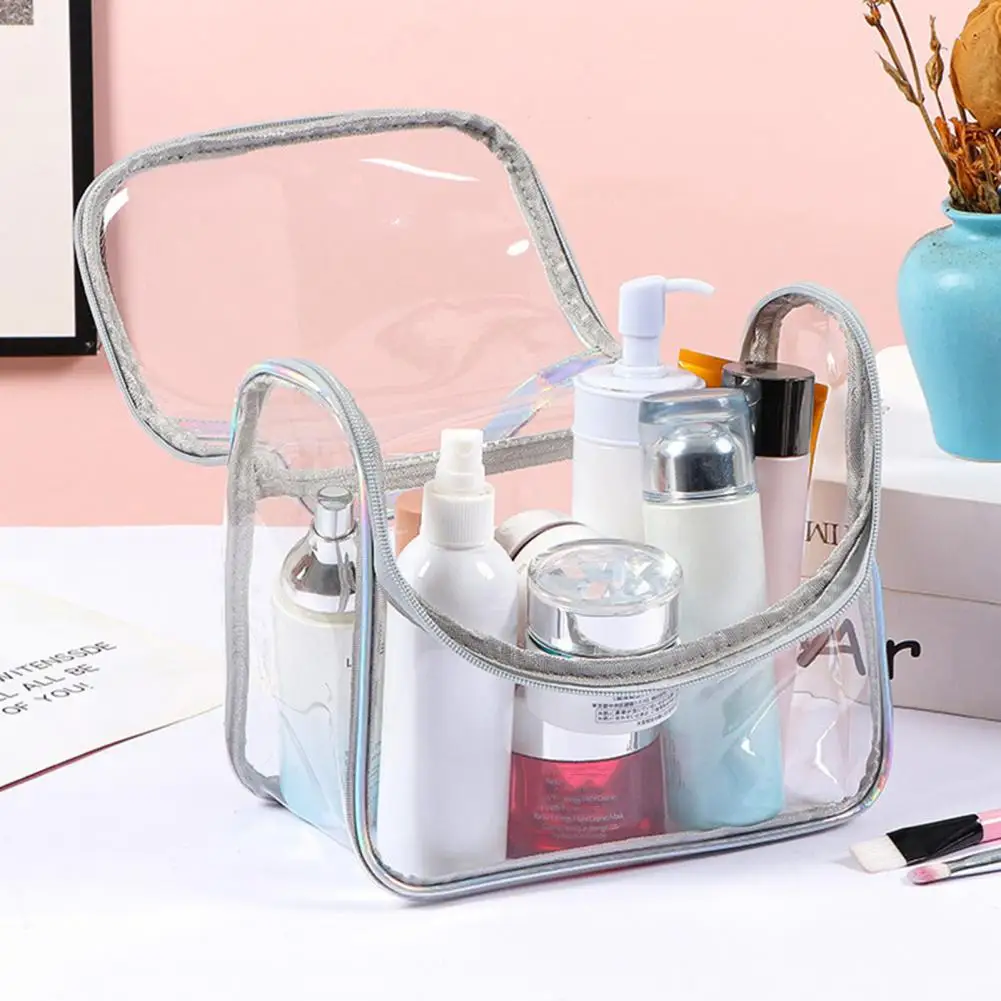 Pvc Cosmetic Bag Ins Style Pvc Transparent Cosmetic Bag Durable Waterproof Makeup Storage for Travel Female Simple Washing Bag