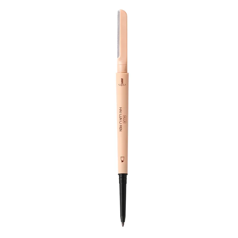 Liren lápis de sobrancelha três em um, duas cabeças, triangular, natural, esboço tridimensional, à prova d'água e à prova de suor