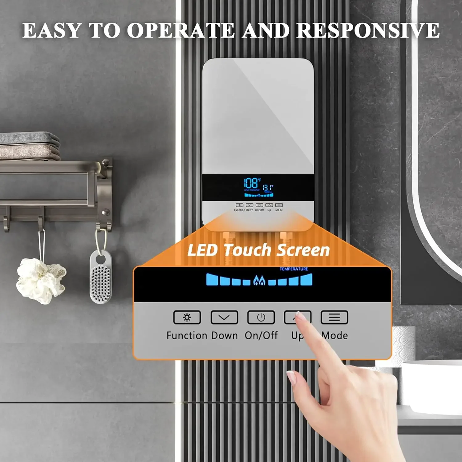 Heater Electric,8.5KW 240V Point of Use On Demand Hot Water Heater,Instant Hot Water Heater Under Sink with Digital Display,Wall