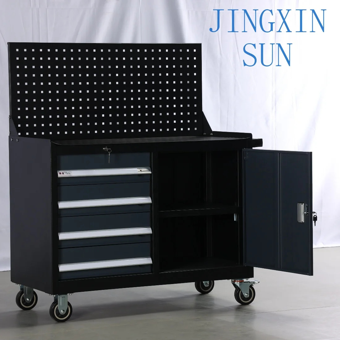 Professional versatile mobile iron tool cabinet for garage and barbershop repair storage customizable original equipment