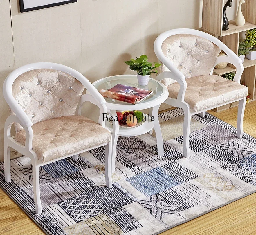 

13LBalcony Small Table and Chair Combination Leisure Tea Table Three-Piece Bed & Breakfast Hotel Solid Wood Bedroom Sofa