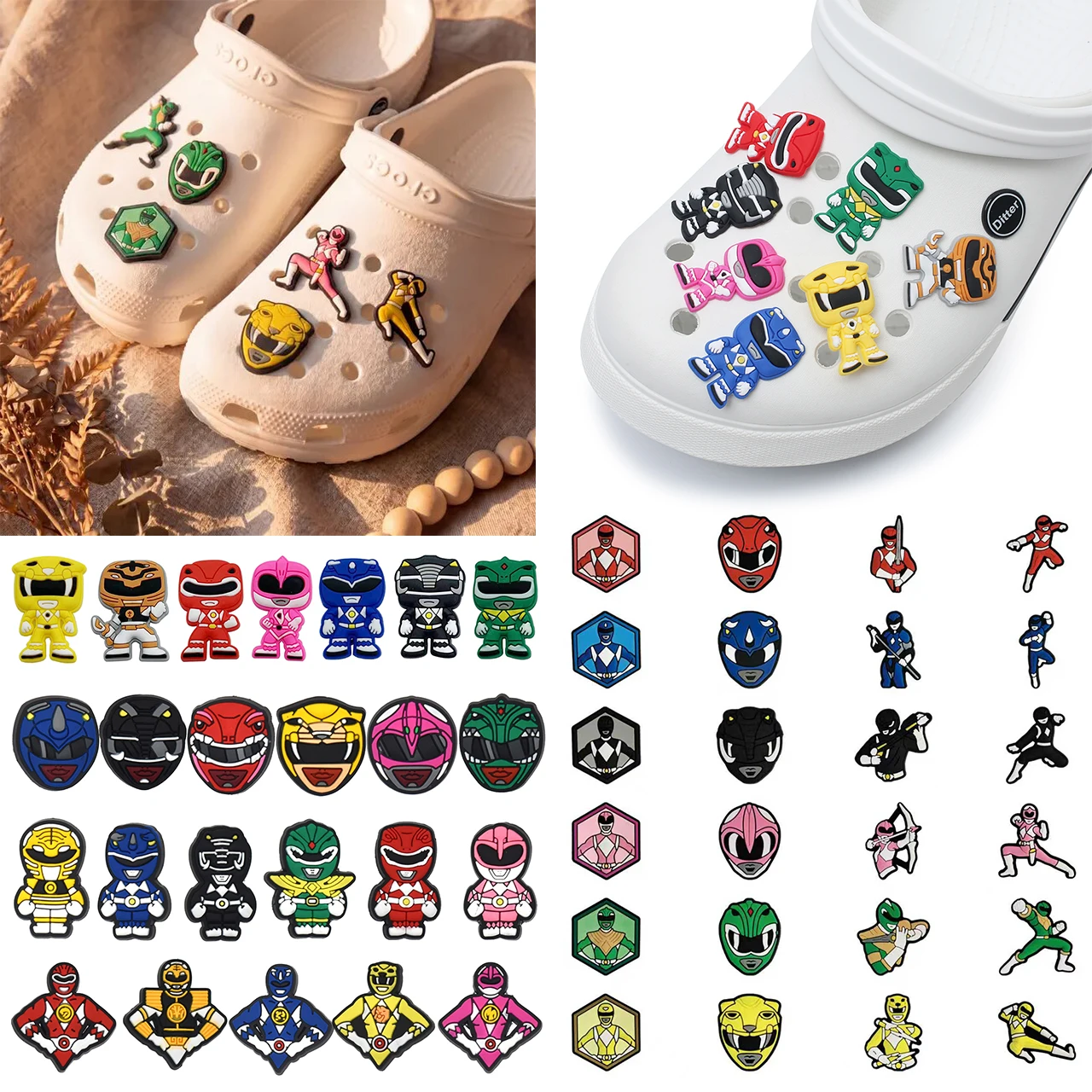 Mesuca 7-100pcs Cartoon robot Shoe Charms For Sandals,Shoe Decoration Accessories Shoe Pins Great Gift For Men Wom