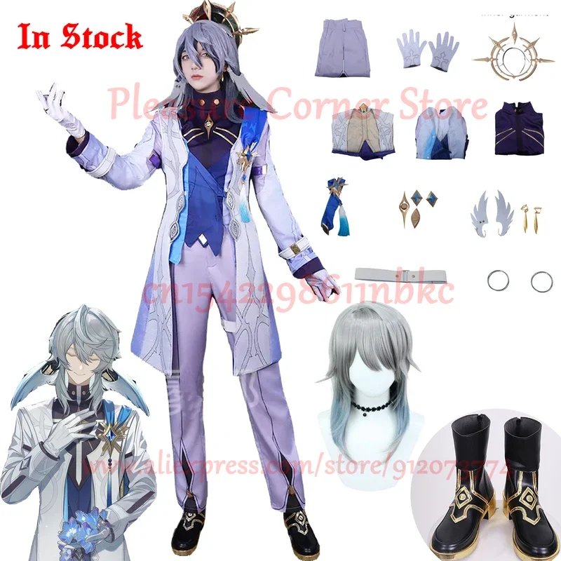Sunday Cosplay Costume Game Honkai Star Rail Mr. Sunday Cosplay Costume Uniform Outfits Wig Shoes Prop Anime Role Play Suits
