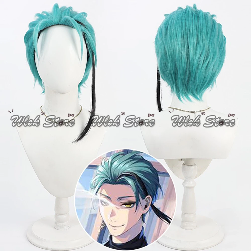 Game Twisted-Wonderland Jade Floyd Cosplay Pruik Kort Blauw Haar Anime Halloween Party Rollenspel Synthetische Pruik Mannen Vrouw