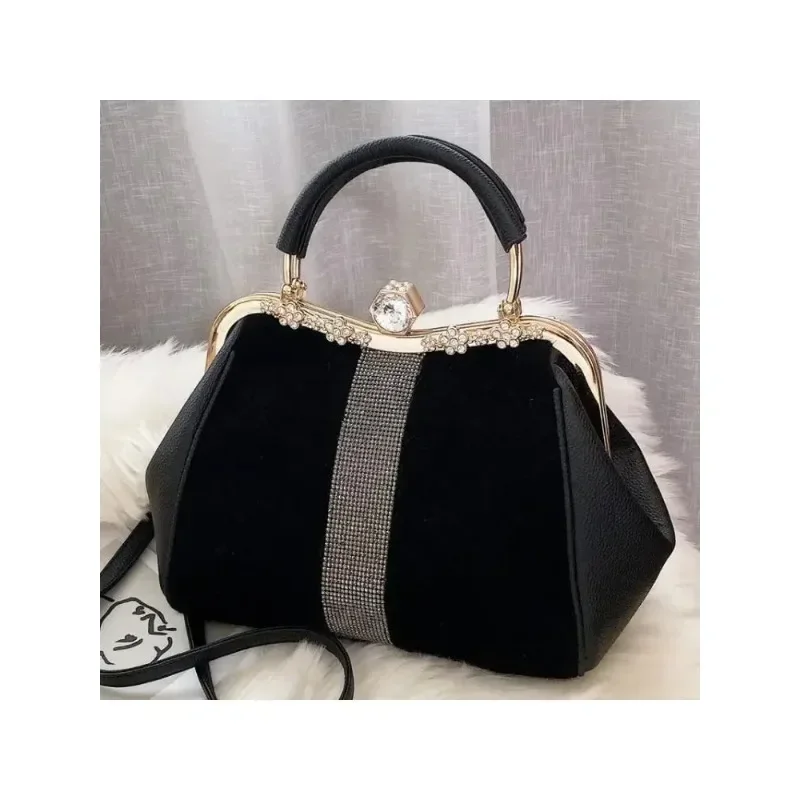 Lady handbags 2025 new set auger fashionable joker imitation horsehair atmosphere one shoulder clip with the bag in bag